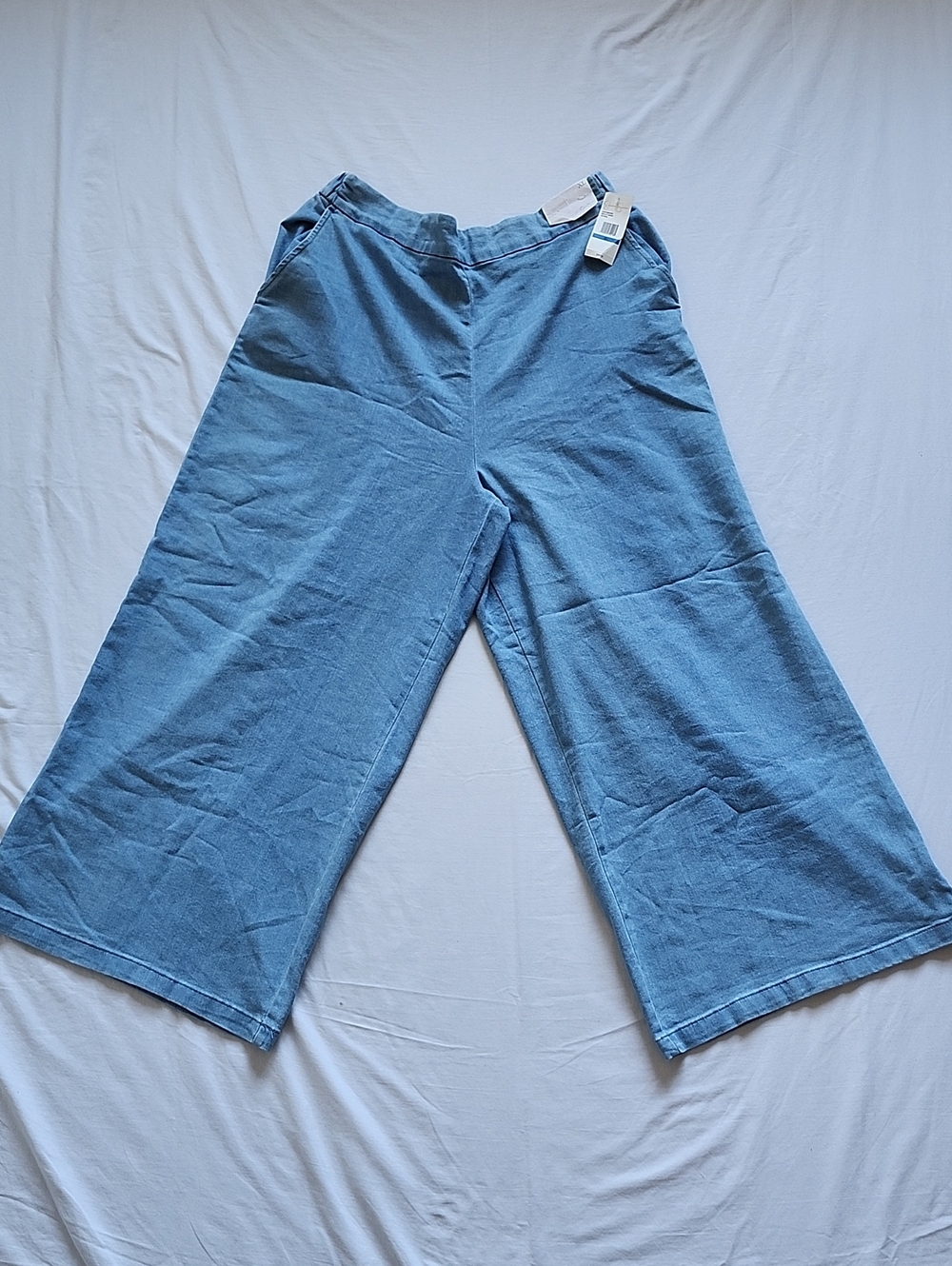 Jessica Simpson Blue Chambray Extra Wide Leg Palazzo Pants Size XL NWT